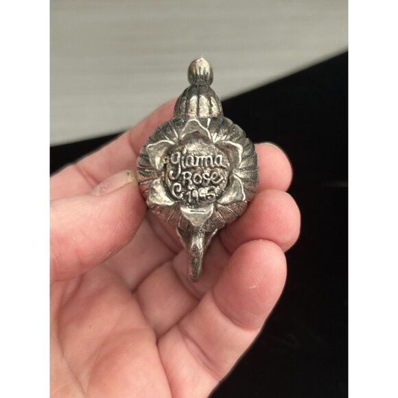 Vintage Gianna Rose 1995 Mini pewter Teapot Rose hinged Lid Pill box Trinket - Picture 5 of 11